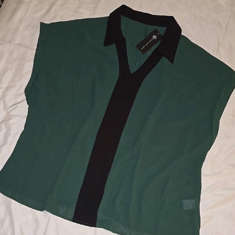 Green and Black Women's Top